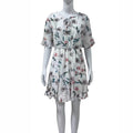Women's V-Neck Lace-Up Floral Mini Dress