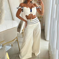 Women's Casual Off-Shoulder Two-Piece Set – Top & Pants