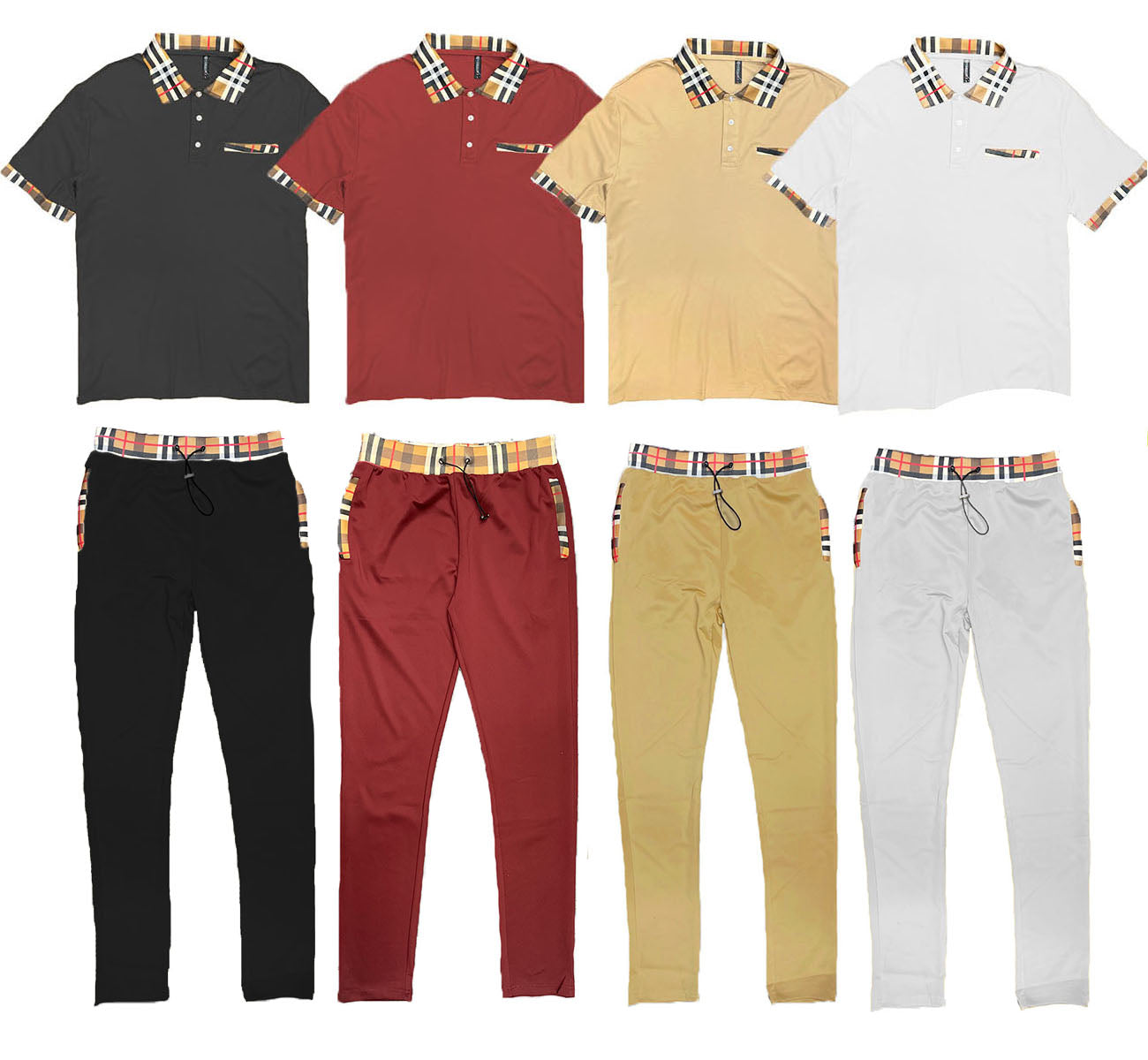 Men's Checkered Polo & Pant Set
