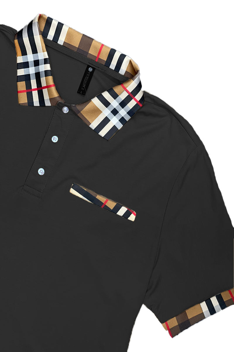 Men's Checkered Polo & Pant Set